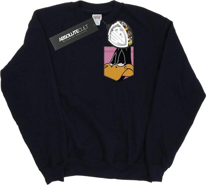 Immagine prodotto Looney Tunes Daffy Duck Face Faux Pocket Felpa Donna (M)