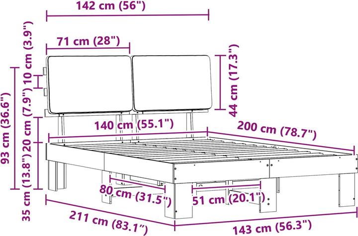 Image du produit vidaXL Bettrahmen (140 x 200 cm)