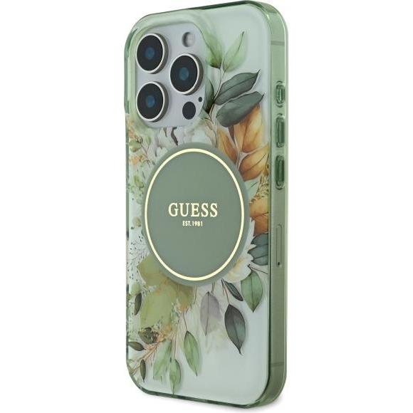 Thumbnail - Guess GUHMP16LHFWBDCEN iPhone 16 Pro 6.3" zielony/green hardcase IML Flower & Tonal Circle MagSafe (Apple iPhone 16 Pro)...