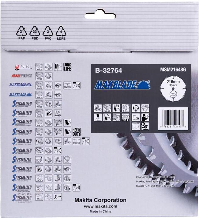 Productafbeelding Makita MAKBLADE zaagblad 216x30x48Z