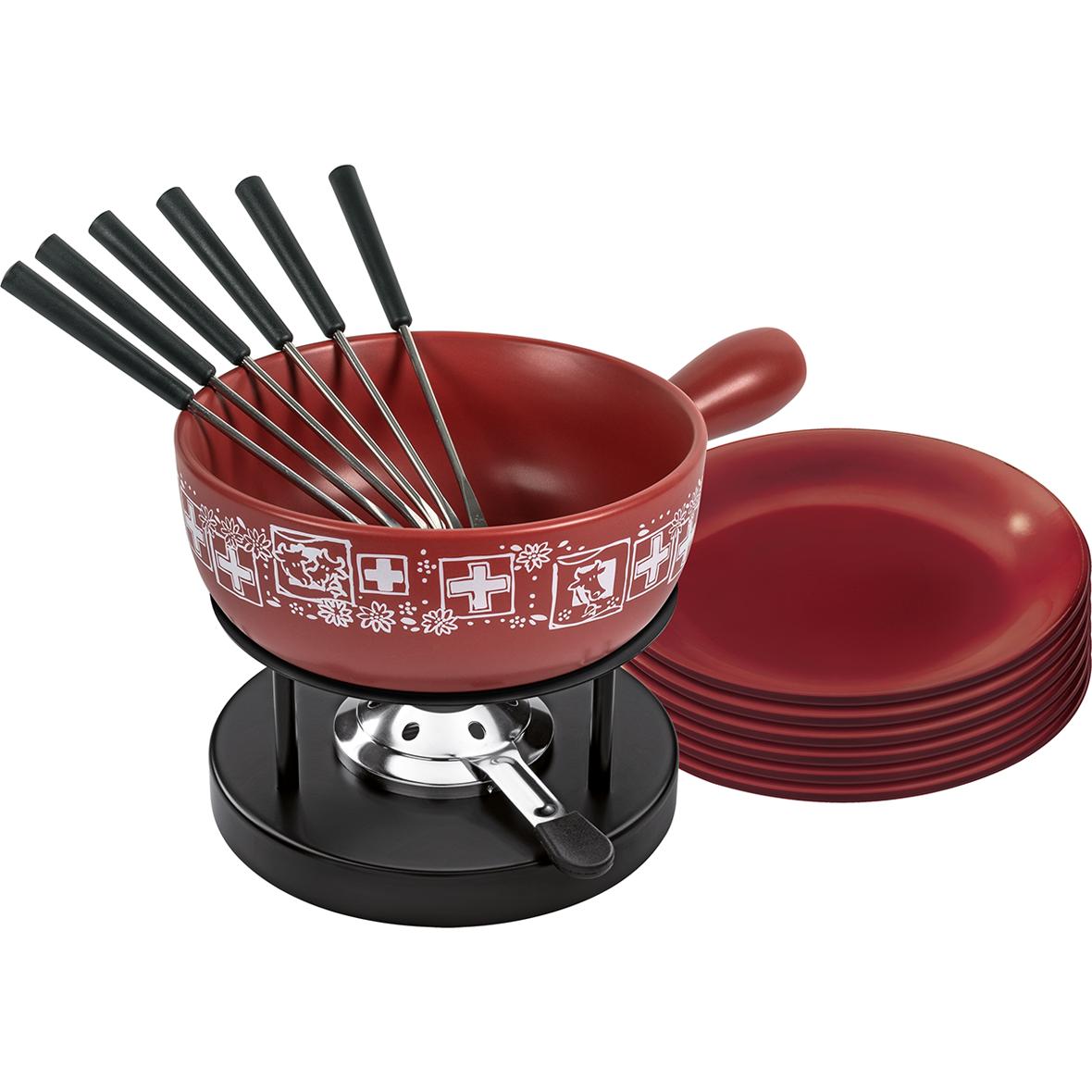 Kuhn Rikon Käsefondue Set Suisse, Fondue Set, Rot