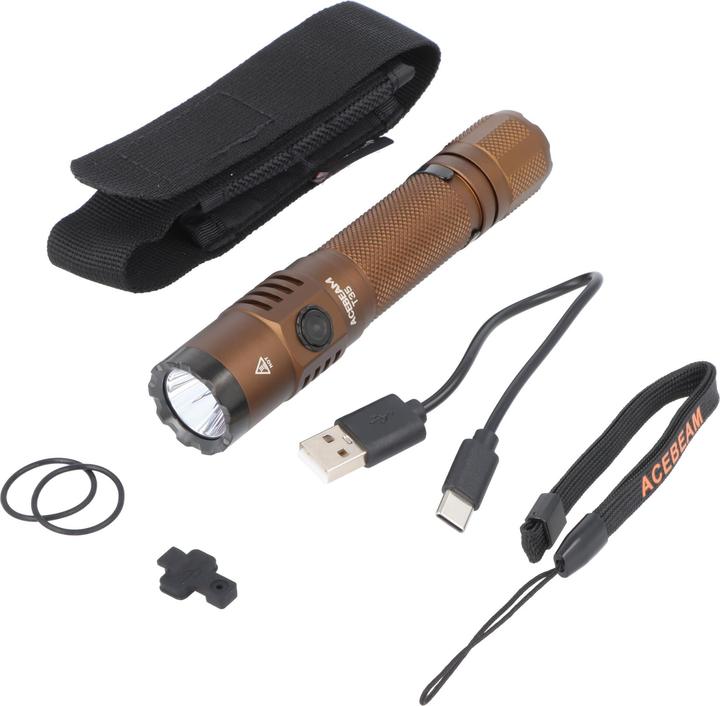 Actual product image AceBeam T35 LED-Taschenlampe mit bis zu 1.600 Lumen, 352 Meter Leuchtweite, 5.000K, braun (13.80 cm, 1600 lm)