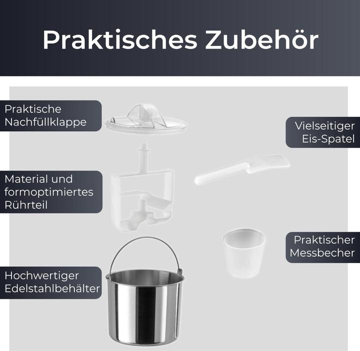 Produktbild KLAMER 2-in-1 Eismaschine & Joghurtbereiter 2 L, 180 W