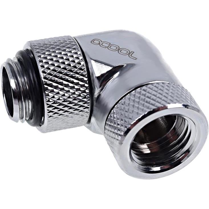 Alphacool Eiszapfen Winkeladapter 90° drehbar G1/4 AG auf G1/4 IG, Wasserkühlung Anschluss, Silber