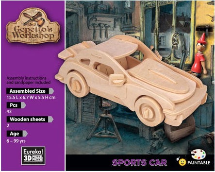 Image du produit Eureka! Gepetto's Workshop Boîte de construction en bois 3D - Voiture de sport