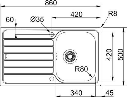 Produktbild Franke Einbauspüle (Einbauspüle, 50 cm, 86 cm)