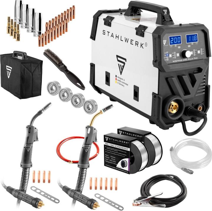 Produktbild Stahlwerk Schweissgerät MIG MAG 200 Puls Pro IGBT Schutzgas Kombigerät 200 Ampere