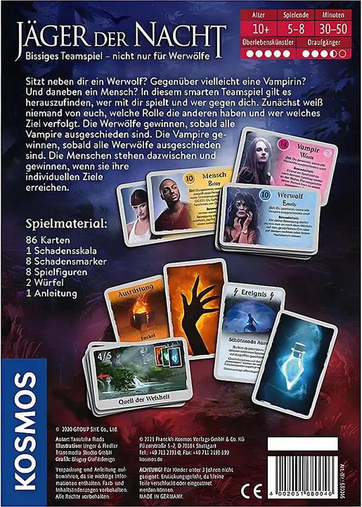 Produktbild Kosmos Jäger der Nacht Bissiges Teamspiel - nicht nur für Werwölfe (Deutsch, 5 - 8 Spieler)
