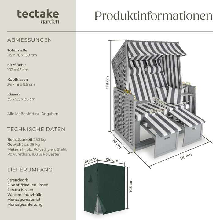 Produktbild tectake Strandkorb inkl. Schutzhülle