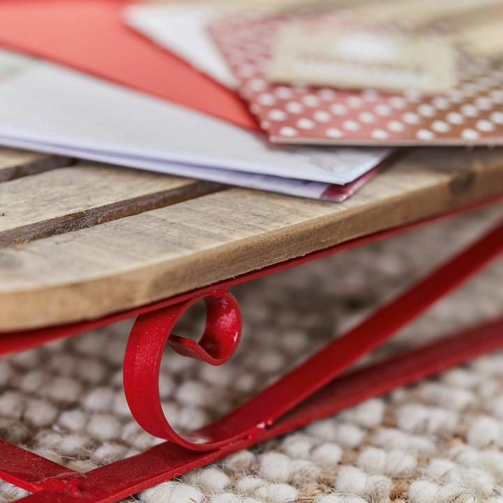 Produktbild Loberon Deko-Schlitten Hasselt braun/rot