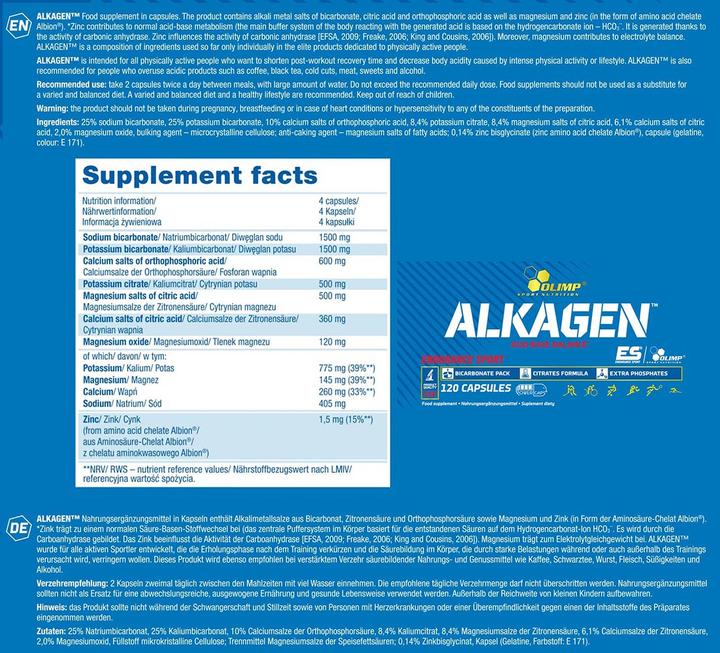 Nährwerte und Zutaten Olimp Sport Nutrition Alkagen (120 Caps) (120 Stück, Kapseln)
