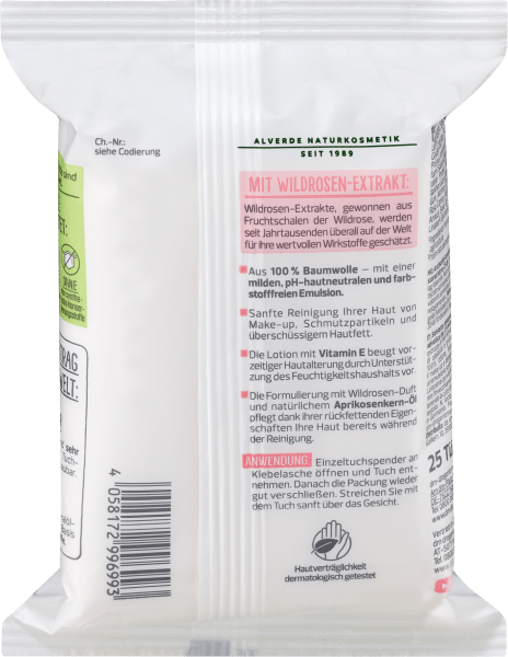 Actual product image dm alverde Organic Wild Rose Cleansing Wipes (Cleaning cloths)