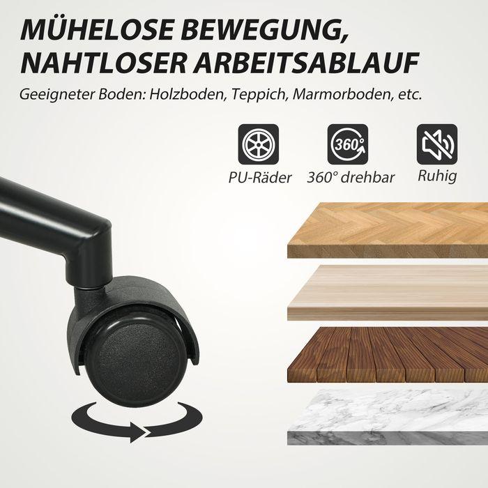 Produktbild Swisshandel24 Fahrbarer Bürostuhl mit Stoffbezug, Armlehne, 5 Räder, drehbar, Cremeweiss (49 - 59 cm)