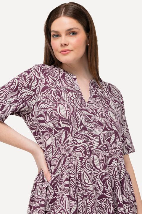 Image du produit Ulla Popken T-shirt long en coton bio, col tunisien et manches courtes (50, 52)