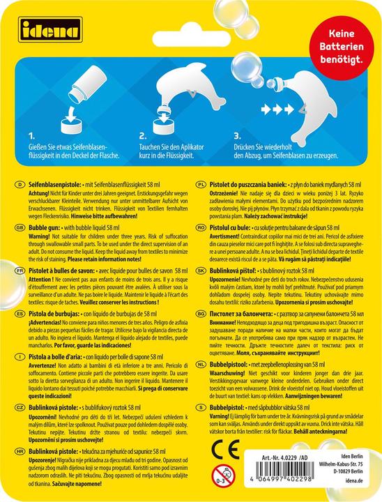 Actual product image Idena Bubble gun dolphin