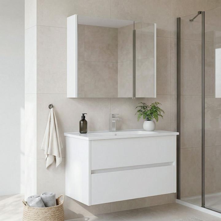 Produktbild Homitis Arno 85 Bathroom Cabinet With Sink & Mirror Set (2 Pieces)