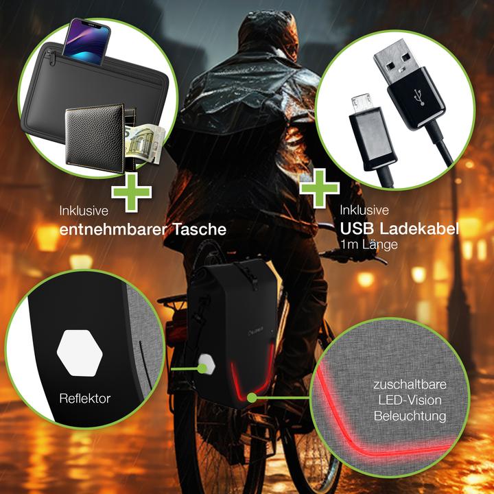 Immagine prodotto Eloneo Borse impermeabili con LED (20 l, Borsa portapacchi)