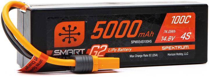Spektrum Pacchetto LiPo 5000mAh 4S 14.8V Smart G2 LiPo 100C IC5 (5000 mAh, 14.80 V)