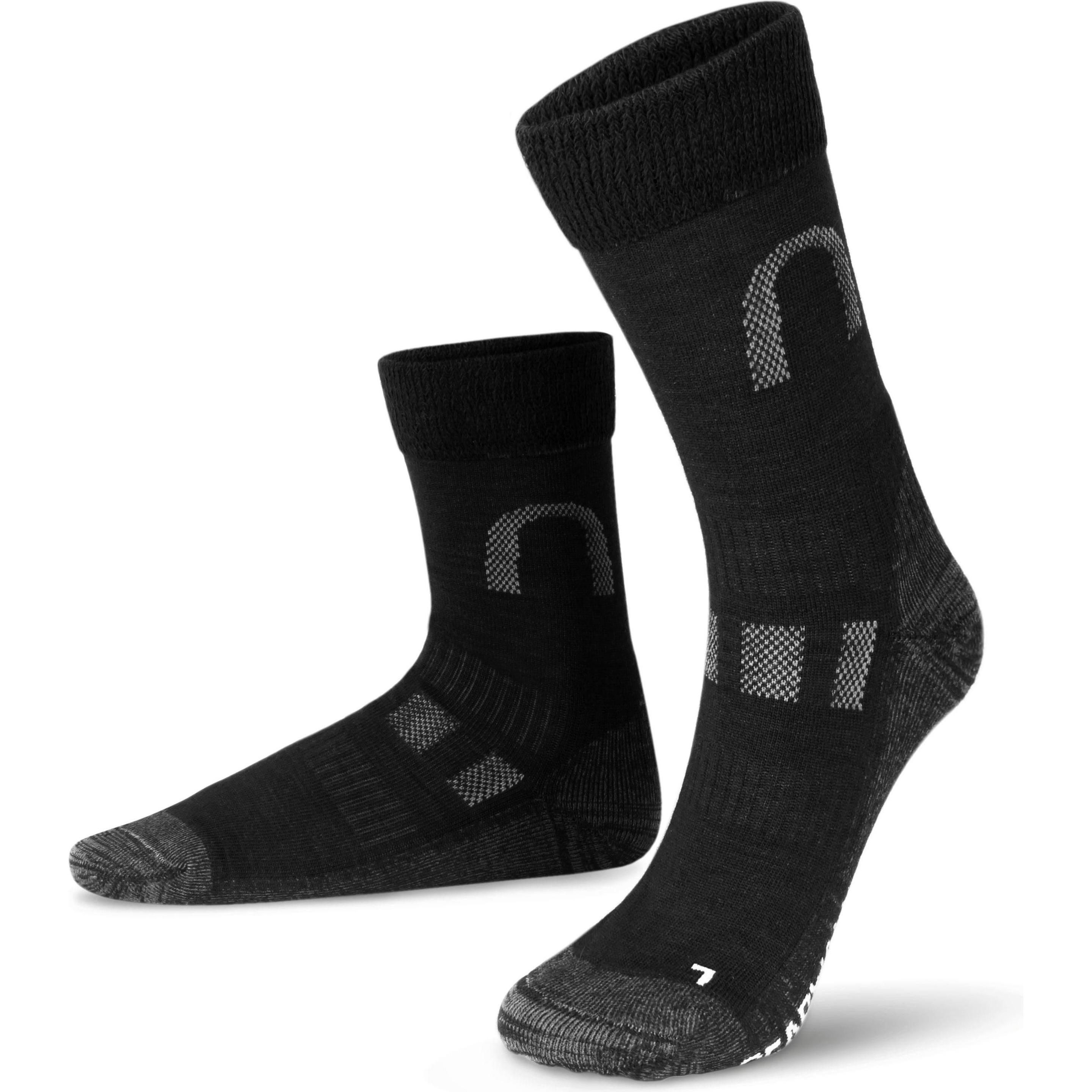Normani, Herren, Sportsocken, 2 Paar Merinowollsocken Wander- und Trekkingsocken Melton (39 - 42), Schwarz