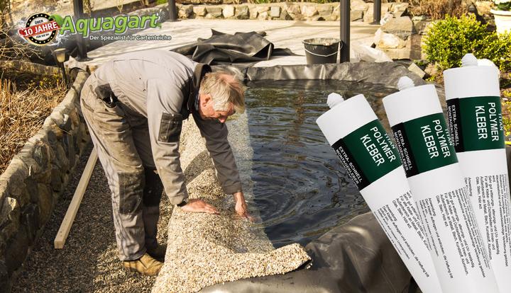 Actual product image Aquagart 5 x Kleber Ufermatte Steinfolie Böschungsmatte für die Teichfolie 290 ml weiss