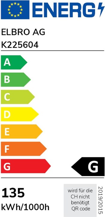 Energie-Label Elbro LED-Lichtschlauch 230V Ø13mm 45m warmweiss, horizontal