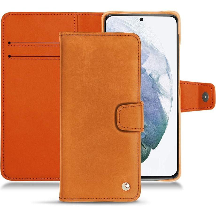 Noreve Lederschutzhülle Wallet (Samsung Galaxy S21+), Smartphone Hülle, Orange