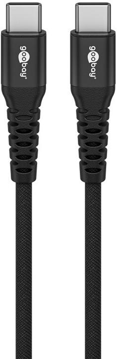Produktbild Goobay USB-C Supersoftes Textilkabel mit Metallsteckern, 2 m, schwarz (2 m, USB 2.0, 60 W)