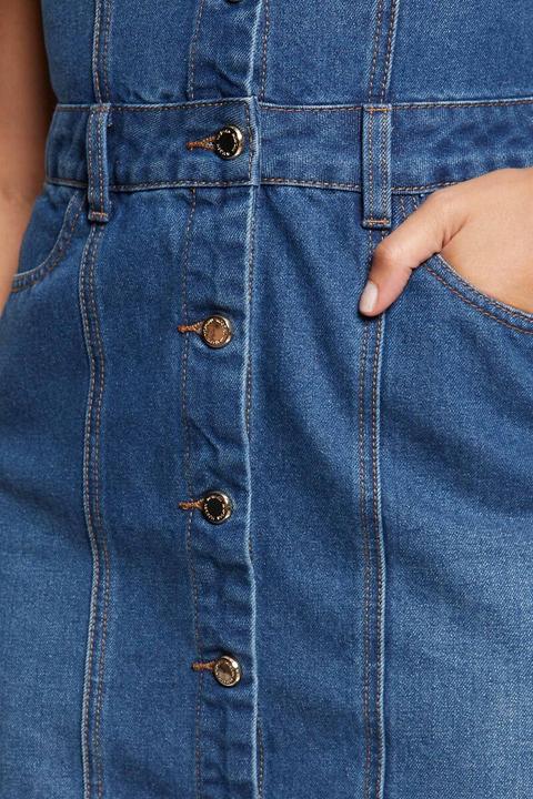 Image du produit Morgan Kurzes Jeanskleid mit V-Ausschnitt (34)
