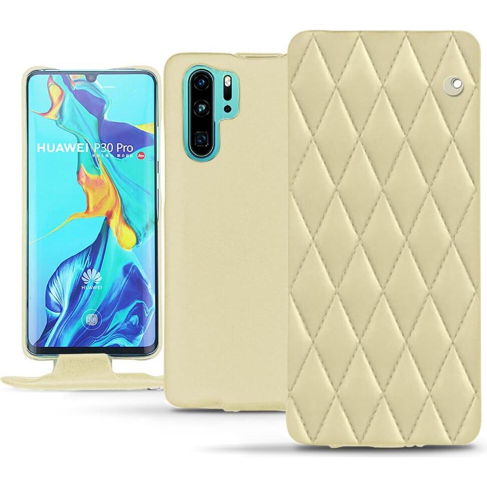 Noreve Lederschutzhülle vertikal (Huawei P30 Pro), Smartphone Hülle, Beige