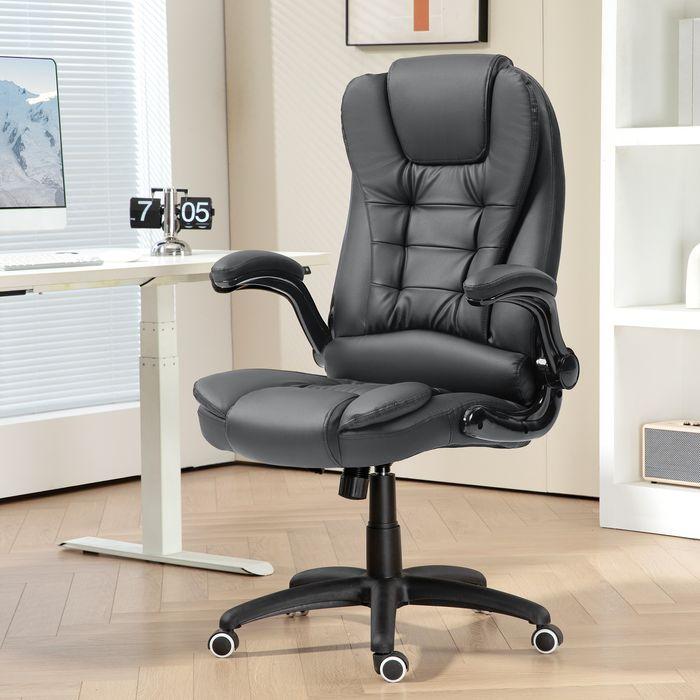 Produktbild Swisshandel24 Bürostuhl, Ergonomisch Chefsessel mit Wippfunktion, Hochklappbare Armlehne, dunkgelgrau