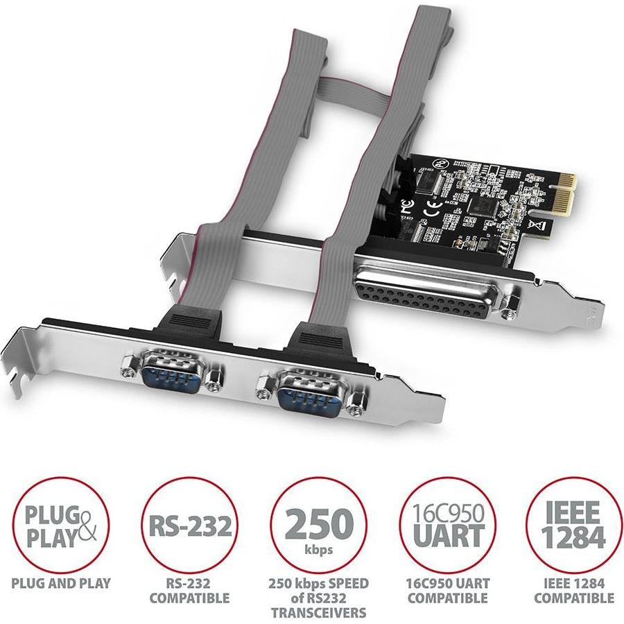 Thumbnail - Axagon PCEA-PSN PCIe-Adapter mit 1x Parallel- + 2x Seriell-Ports - ASIX AX99100 Chipsatz, Kontrollerkarte
