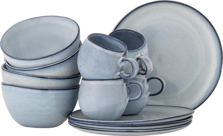Bloomingville - Sandrine Breakfast Set - Blue - Stoneware (12 pcs)