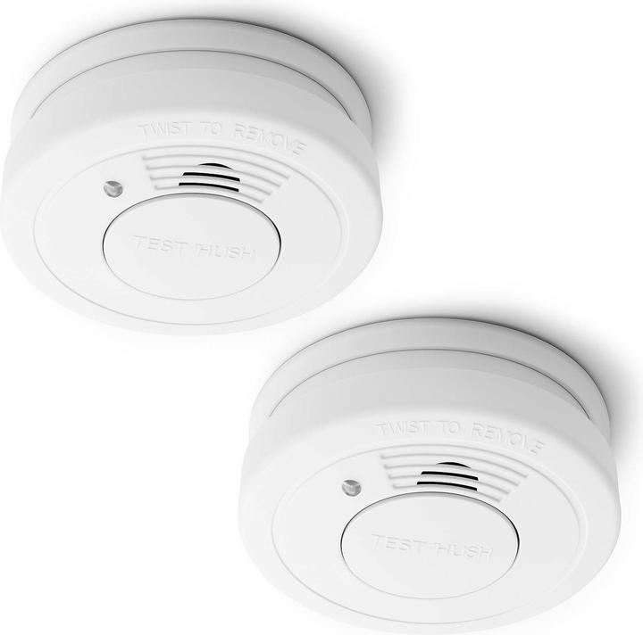 Produktbild Wiltec 2x Rauchmelder 3-V-Batterie Feuermelder HUSH-Funktion Brandschutzmelder