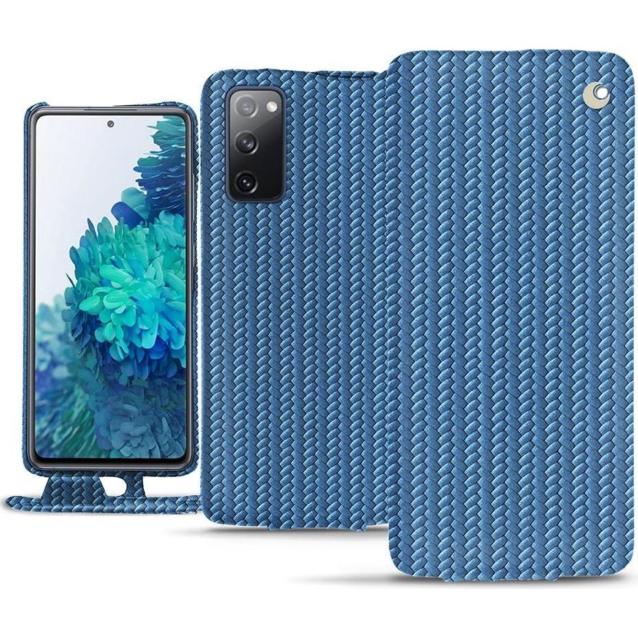 Noreve Lederschutzhülle vertikal (Samsung Galaxy S20 FE), Smartphone Hülle, Blau