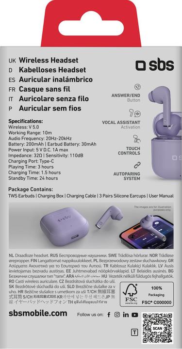 Actual product image SBS Beat Free - True Wireless Stereo earphones with touch control (3 h, Wireless)