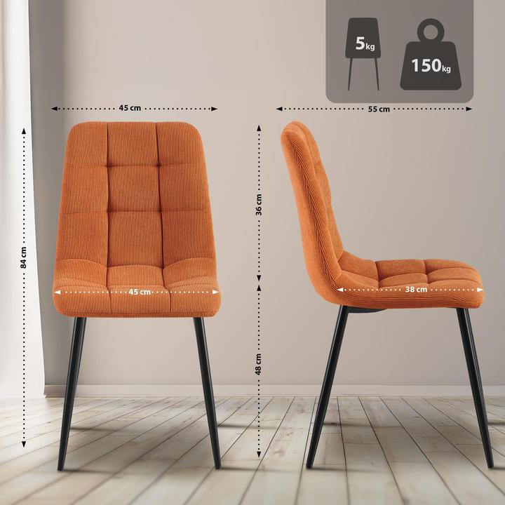 Actual product image CLP 4er Set Esszimmerstuhl Tilde gepolstert mit Rückenlehne bis 150 kg belastbar