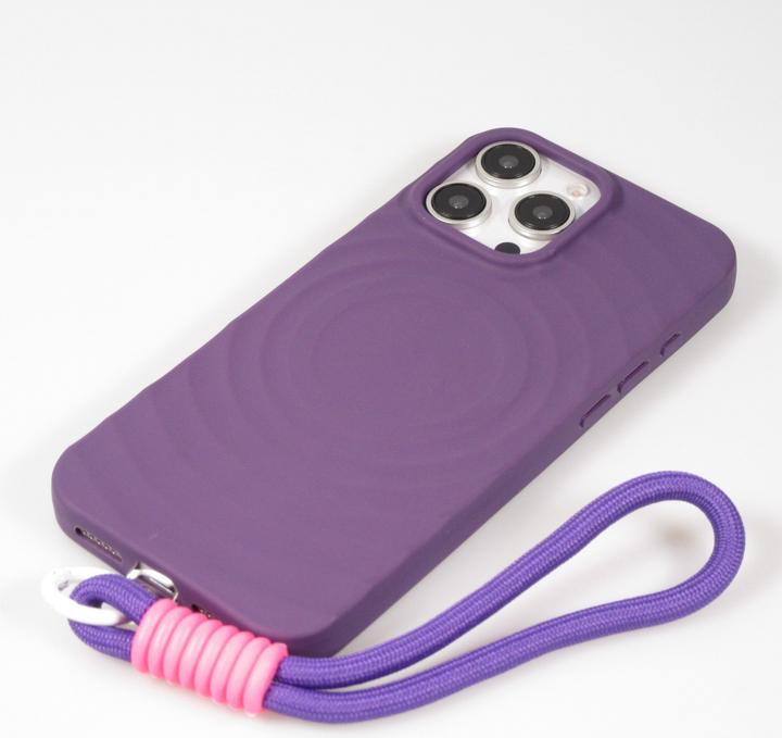 Image du produit PhoneLook Coque Silicone Soft Touch MagSafe avec vagues et lanière Violet (Apple iPhone 16 Pro Max)