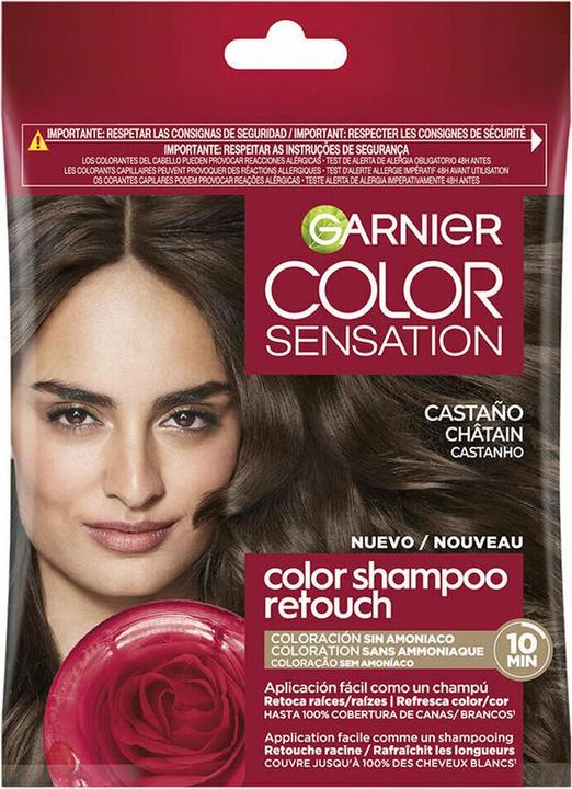 Produktbild Garnier Color Shampoo Retouch Dauerhafte Haarfarbe Kastanienbraun - 100% Deckung von weissem Haar - La (4.0 Kastanienbraun)