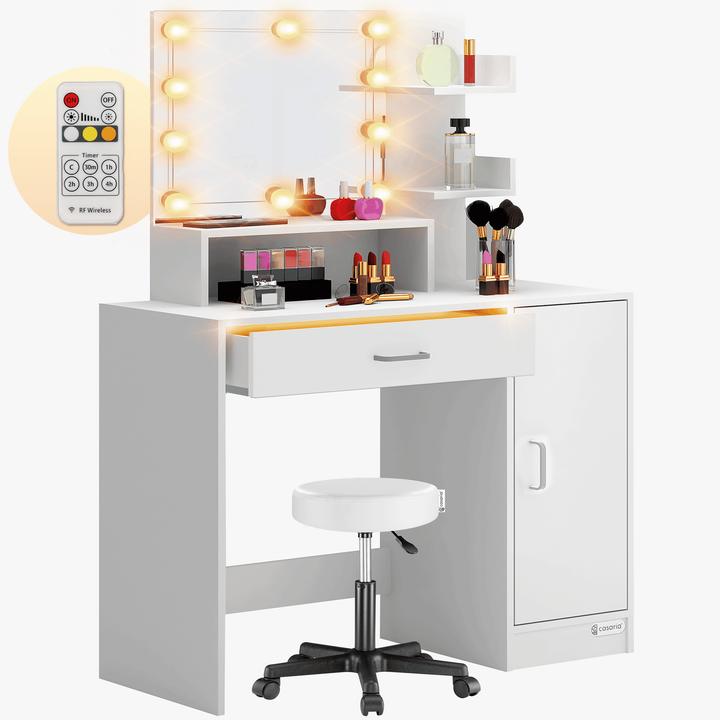 Image du produit Casaria Schminktisch mit Hocker (90 x 40 x 140 cm)