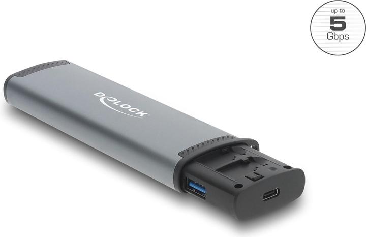 Actual product image Delock USB 5 Gbps card reader with SD and Micro SD slot and storage compartments (USB-C)