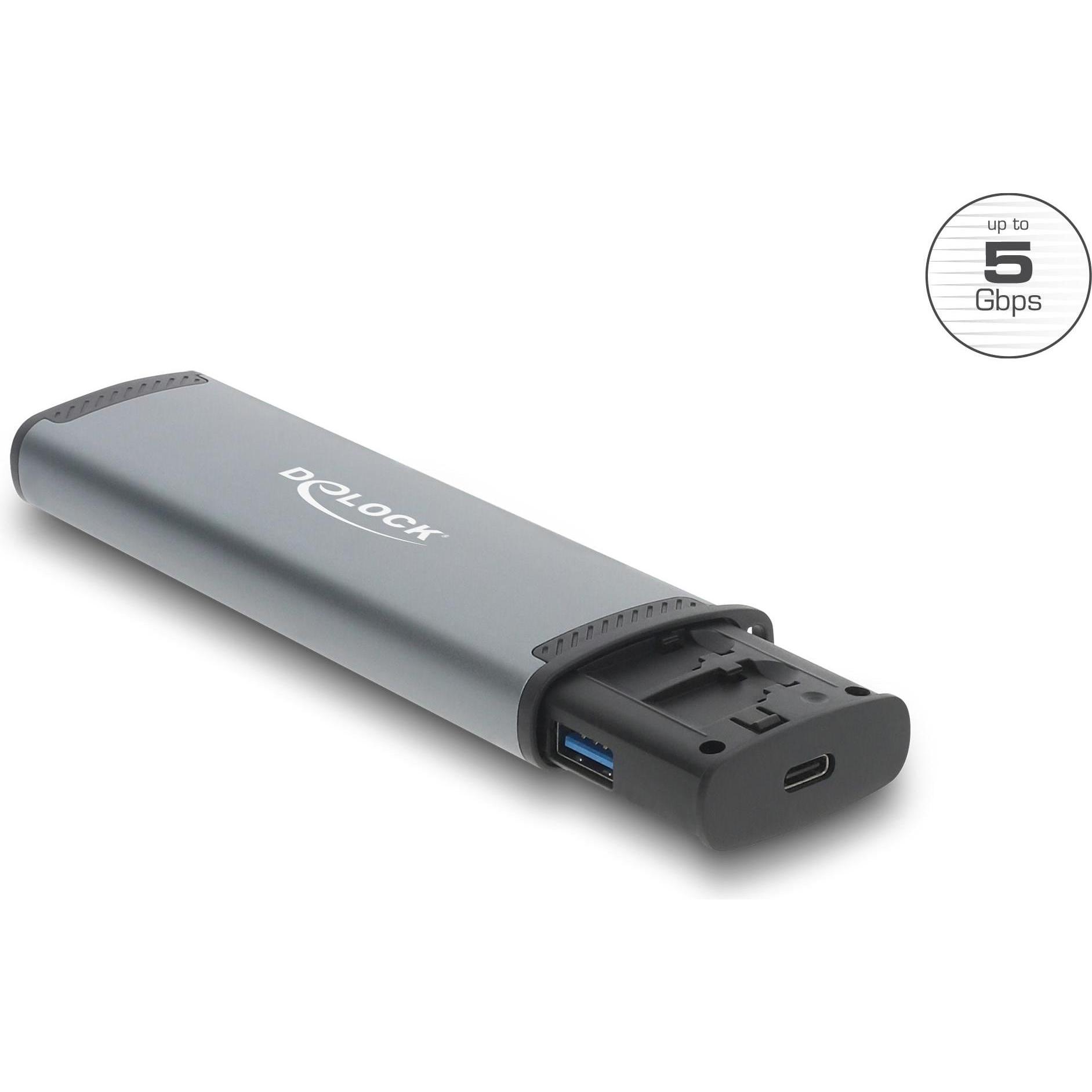 Delock USB 5 Gbps Kartenleser mit SD und Micro SD Slot und Aufbewahrungsfächern (USB-C), Lettore di schede di memoria, Grigio