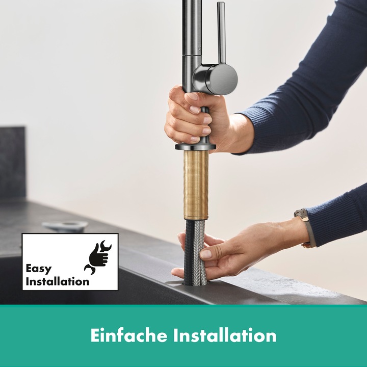 Immagine prodotto hansgrohe Miscelatore per lavello 270 Talis M54 bocca estraibile 1 getto cromo nero spazzolato