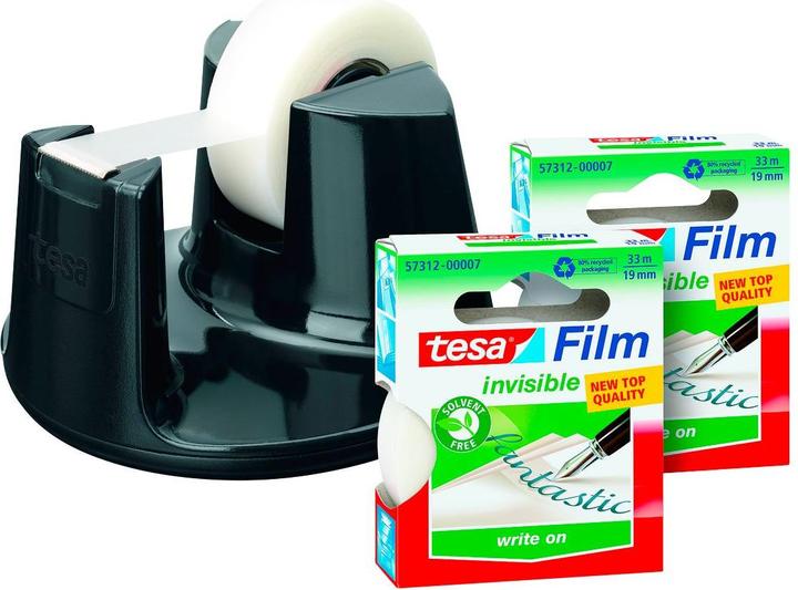 Produktbild tesa tesafilm COMPACT Tischabroller, Klebeband-Spender mit Anti-Rutsch-Boden, inkl. 3 Rollen tesafilm