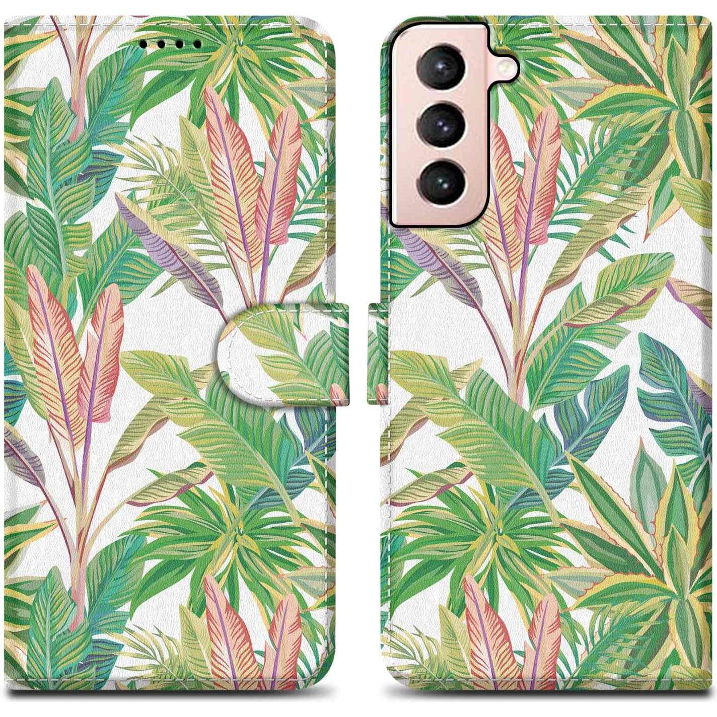 Cadorabo Book Hülle mit Print (Samsung Galaxy S22+), Smartphone Hülle, Grün