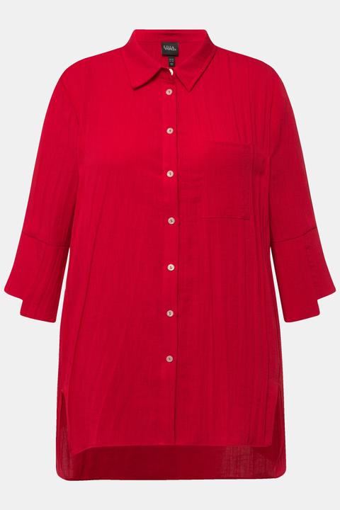 Actual product image Ulla Popken Collared Asymmetric Cuff Blouse (50, 52)