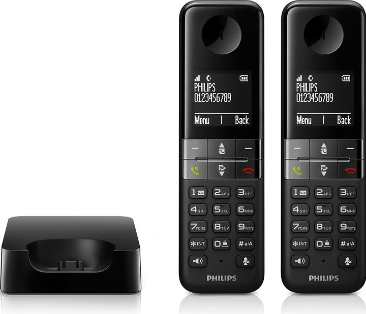 Produktbild Philips WIRELESS LANDLINE TELEPHONE D4702B/34 DUO BLACK 1.8"