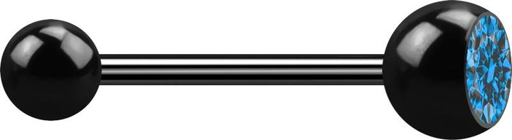 Produktbild Star Piercing Micro Barbell schwarz mit Kugel und Kugel Kristall hellblau (ohne Messing, Chirurgenstahl 316L)