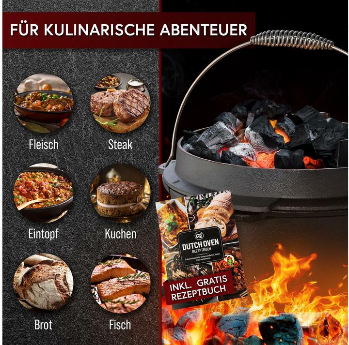 Immagine prodotto Gusskönig Dutch Oven Set 4.5 l mit Heber, Bürste, Untersetzer