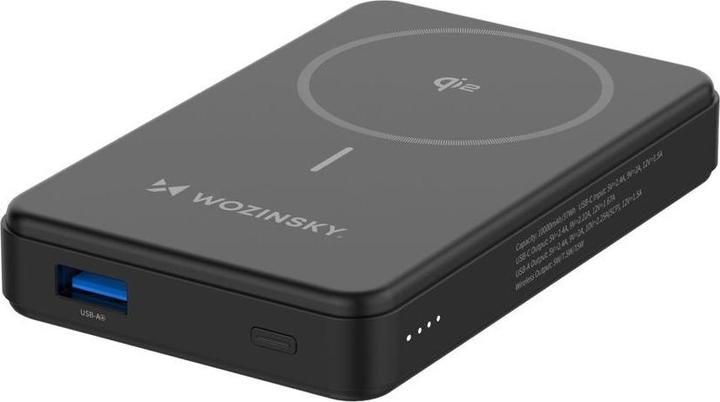 Produktbild Wozinsky Powerbank WLWP-10KA0Y3S 22,5W PD Qi2 10000 mAh, mit Ständer, 1x USB-A, 1x USB-C - schwarz (10000 mAh, 22.50 W, 37 Wh)