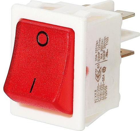 Produktbild interBär EinbauWippschalter 30x22 16 A weiss Wippe beleuchtet rot